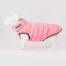 Reversible Dog Puffer Jacket - Light Pink and Grey