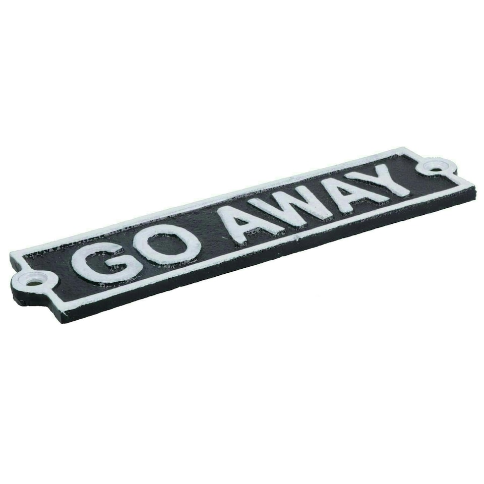 image 1 of Go Away Cast Iron Sign Plaque Door Wall House Home Gate Garden Yard Post