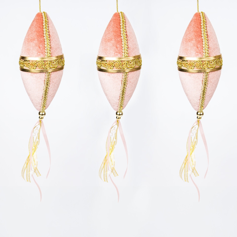 image 1 of 3Pcs Light Pink Nut Bauble Decorations 7x30cm - Christmas Tree Hanging Decorations Ornaments