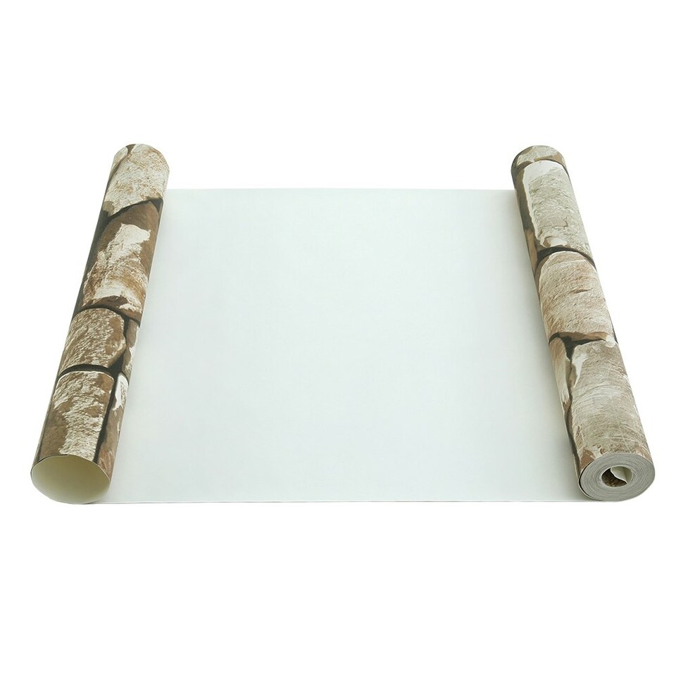 image 1 of Living and Home Rustic Stone Brick Textured PVC Wallpaper N/A