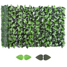Outsunny Artificial Leaf Hedge Screen Privacy Fence Panel for Garden 3Mx1M