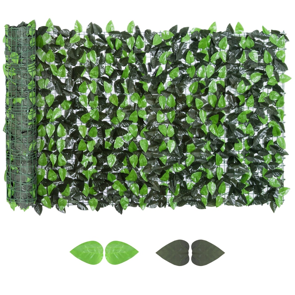 image 1 of Outsunny Artificial Leaf Hedge Screen Privacy Fence Panel for Garden 3Mx1M