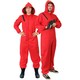 image 2 of Adults Red Jumpsuit with Hood Costume + Salvador Mask | Red | XL