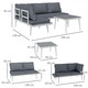 image 3 of Outsunny 3 Piece Garden Furniture Set with 5-Level Adjustable Lounger, Grey Grey | Grey