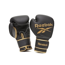 Reebok Boxing Gloves, Gold/Black, 14oz Synthetic Leather with Breathable Mesh Palms | Black | Gold/Black | 14oz