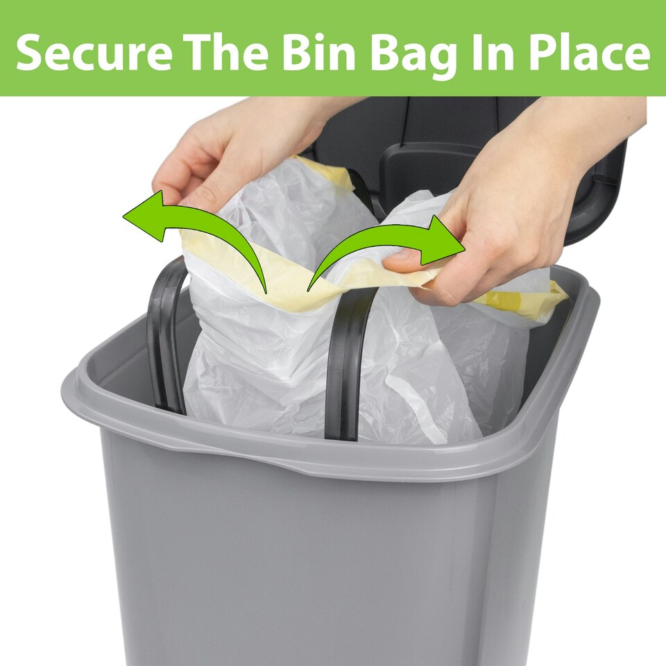 image 1 of JVL Slim Plastic Lidded Foot Pedal Waste Bin, 60L, Grey Grey