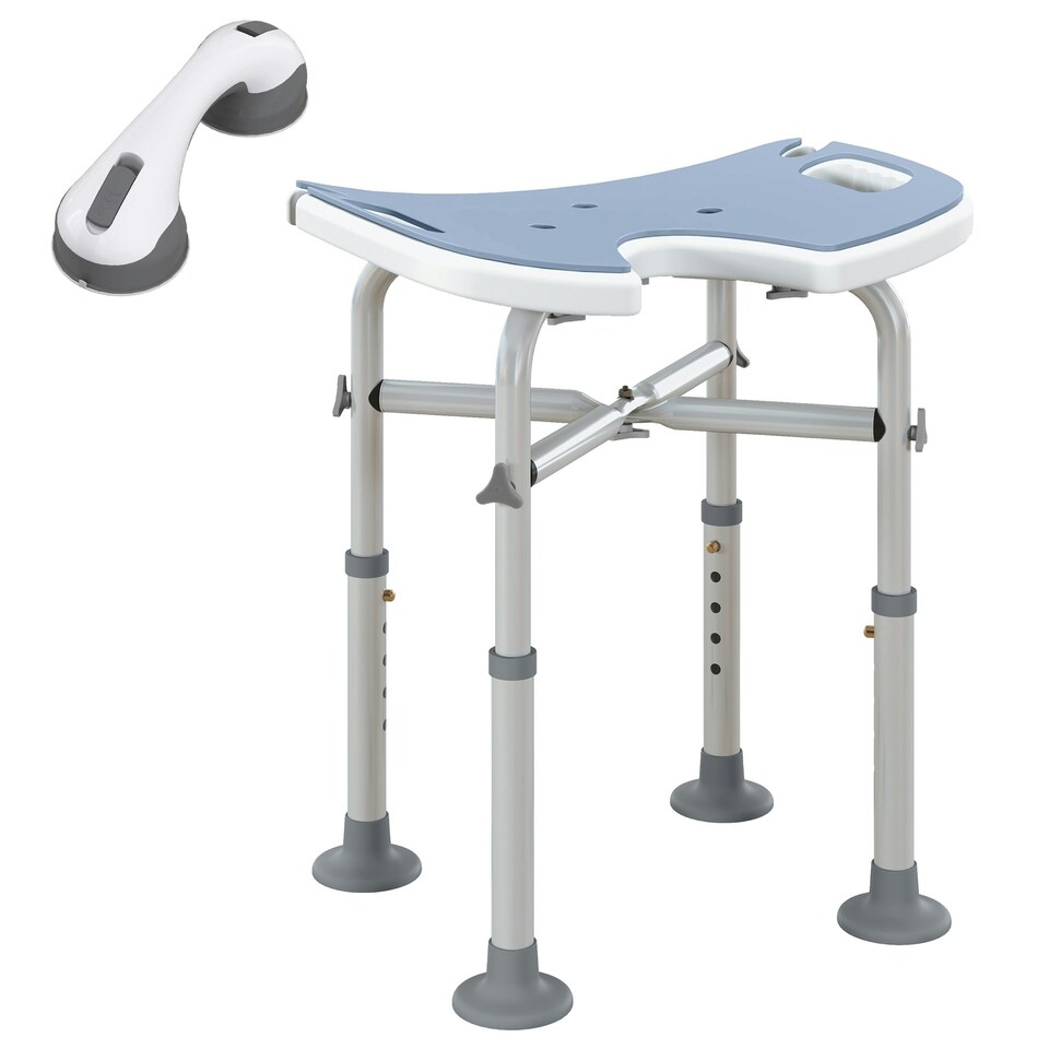 image 1 of HOMCOM Aluminium Shower Stool for Elderly Disabled Non-Slip Bath Stool Blue