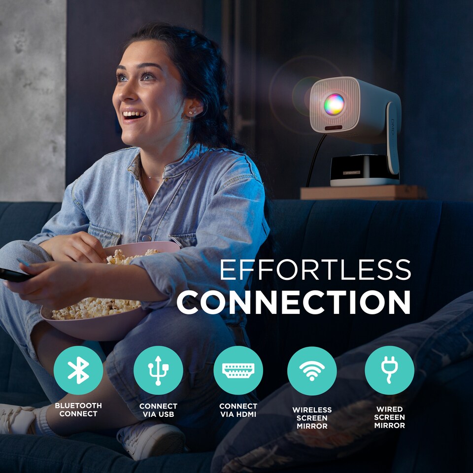 image 1 of DMD Projector, 18000 Lumen Smart FHD 1080P Portable Projector 4K Support