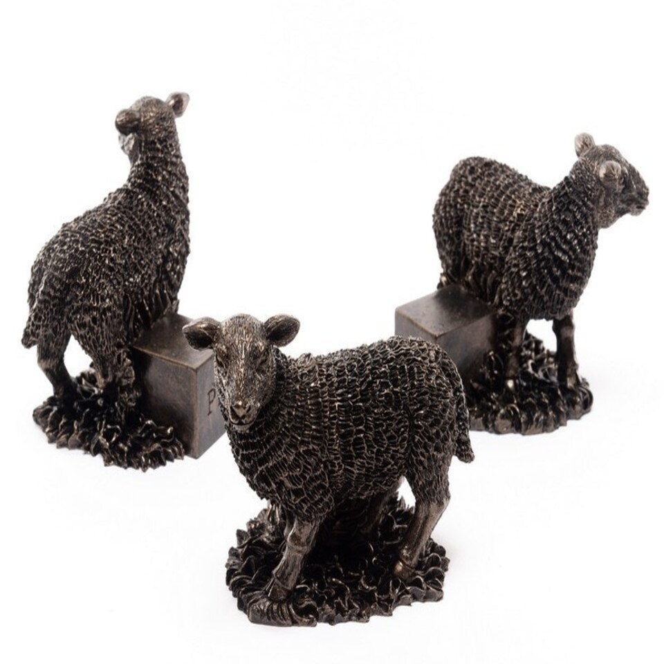image 1 of Antique Bronze Sheep Plant Pot Feet - Set of 3 | Bronze