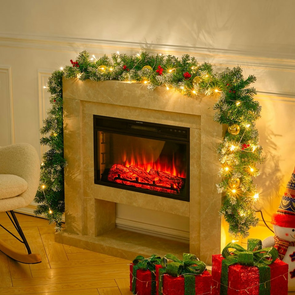 image 1 of Living and Home 270cm Pre-lit Artificial Greenery Christmas Garland Decor