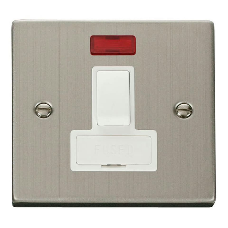 SE HOME Stainless Steel 13A Fused Connection Unit Switched With Neon White | Stainless Steel