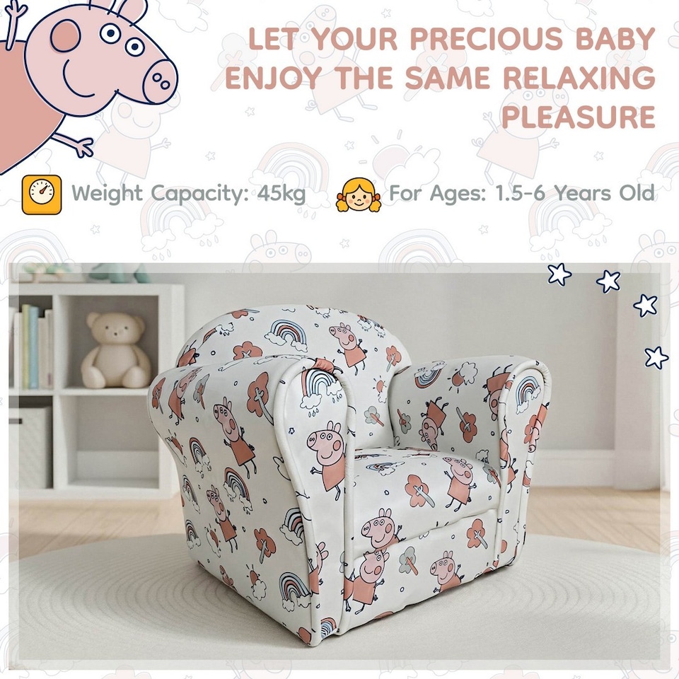 image 1 of Kids Mini Chair Peppa Pig - Boucle - L37 x W53 x H45 cm - White