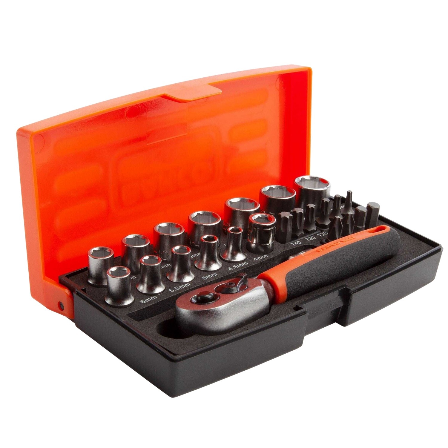 Bahco Square Drive Socket Set (Pack of 25) Black Black/Orange One Size 1