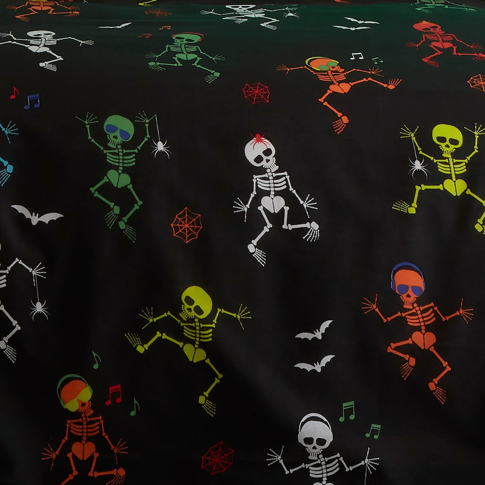 image 1 of Bedlam Dancing Skeletons Duvet Cover Set Black