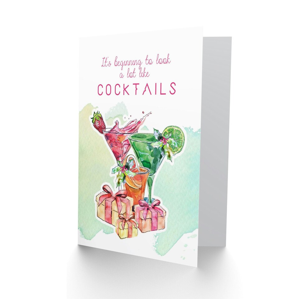 image 1 of It's Beginning To Look Like Cocktails Fun Drinks For Her Christmas Card