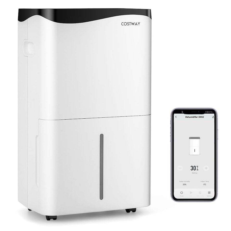 image 1 of COSTWAY Smart Dehumidifier Home 50L/Day WiFi Enabled White