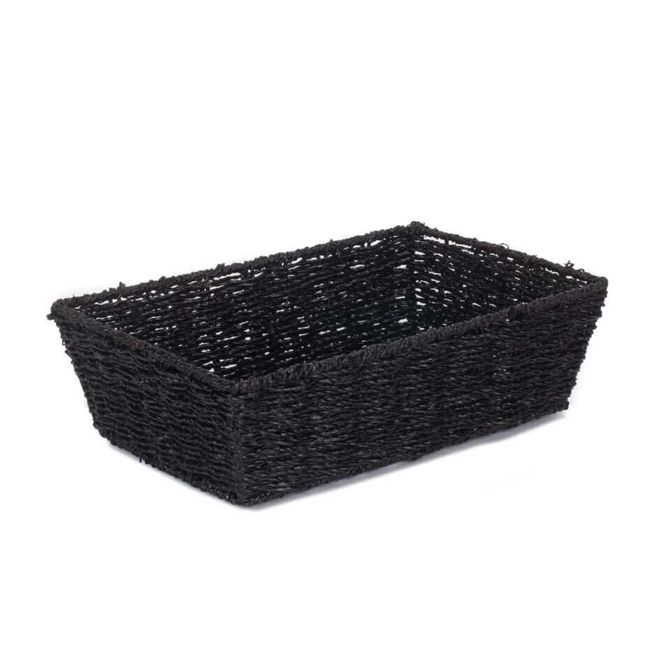 image 1 of Large Black Paper Rope Tray | Black | Black | Large