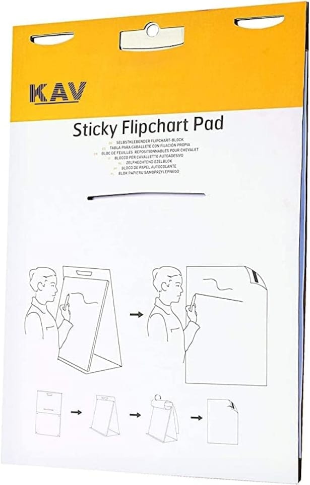 image 1 of KAV Tabletop Self Stick Flipchart Paper Pad with Dry Erase Pens, 58.5x50cm Plain 20 Sheets with Non-Toxic Markers for White Boards