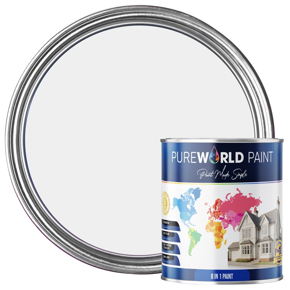 image 1 of PUREWORLD All-in-One Paint & Primer - Multi-Surface Interior & Exterior, Walls & Wood - Mountain Grey - 10L - Matt