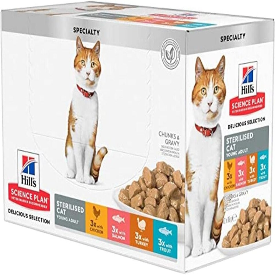 Hill's Science Plan Feline Chunks & Gravy Adult Sterilised Pouches Multipack 12x85g