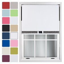 FURNISHED Blackout Roller Blind with Black Glitter Trim and Black&White Bow Cut to Size | White | White 1 | (W) 150cm x (L) 165cm