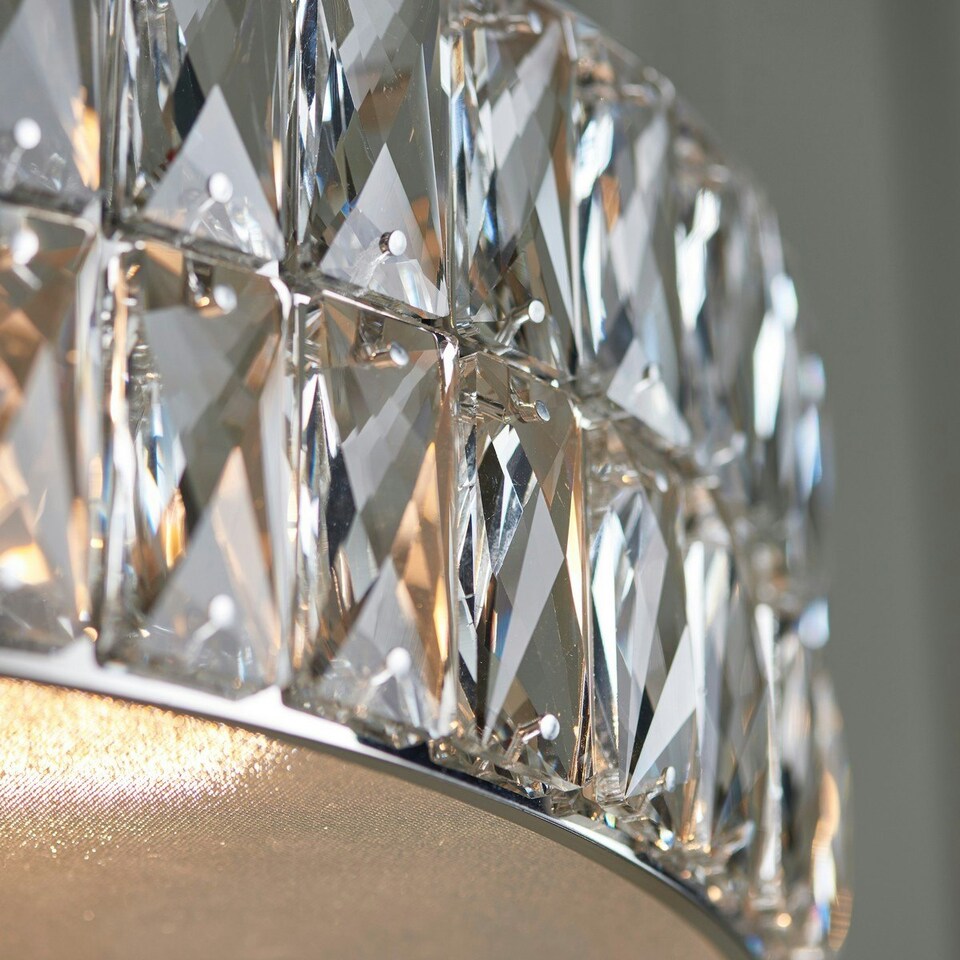 image 1 of Verina LED 5 Light Cylindrical Pendant Chrome, Crystal Glass Detail