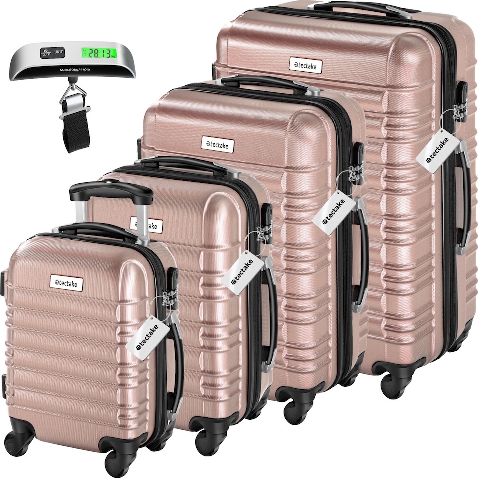 image 1 of Suitcase Set Mila - 4 hard-shell suitcases, including luggage scales and tags | Gold | rose gold | 1
