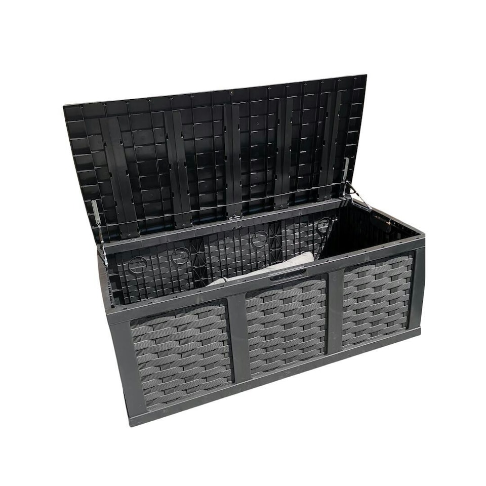 image 1 of Huge 634 Litre Outdoor Jumbo Storage Box - Black Rattan Effect