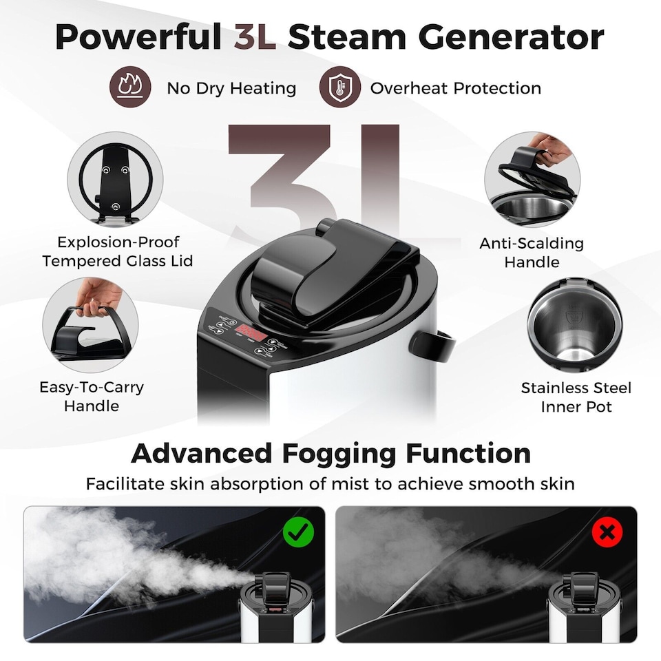 image 1 of COSTWAY Portable Steam Sauna Home Full Body Sauna Box w/3L Steam Generator