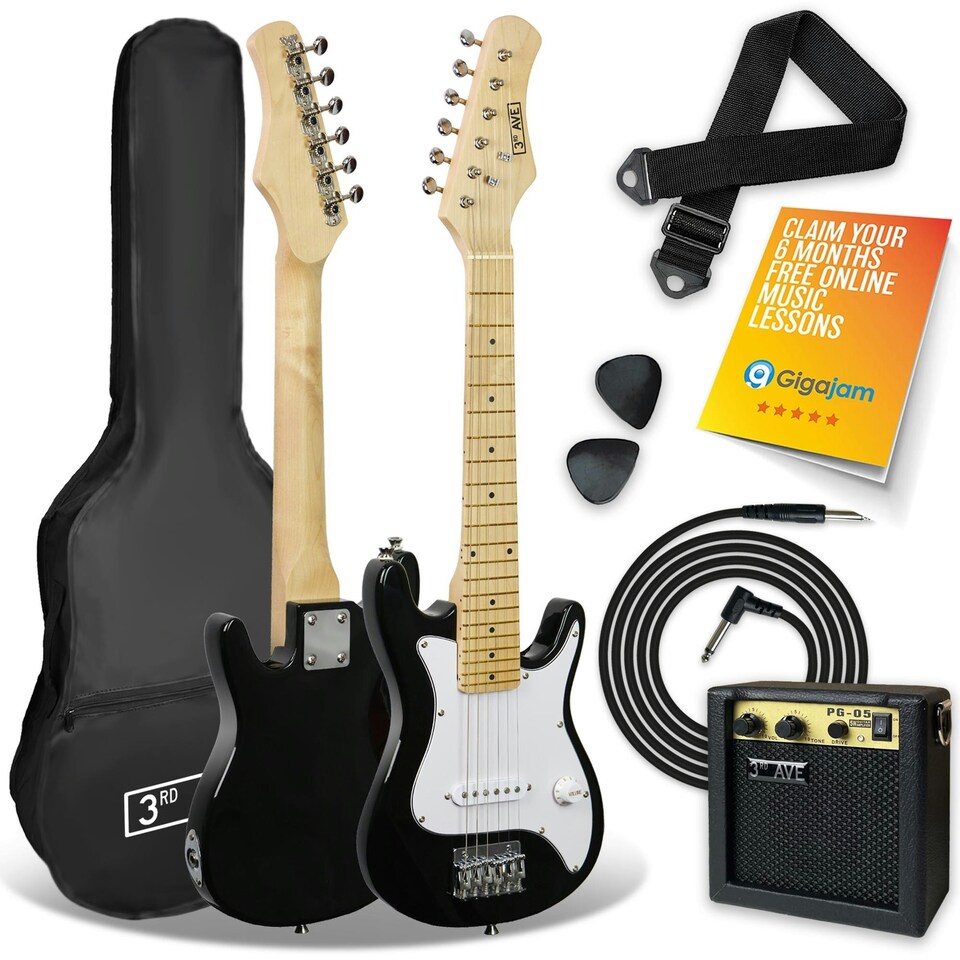 image 1 of 3rd Avenue Junior Electric Guitar Pack with Mini Amp Black