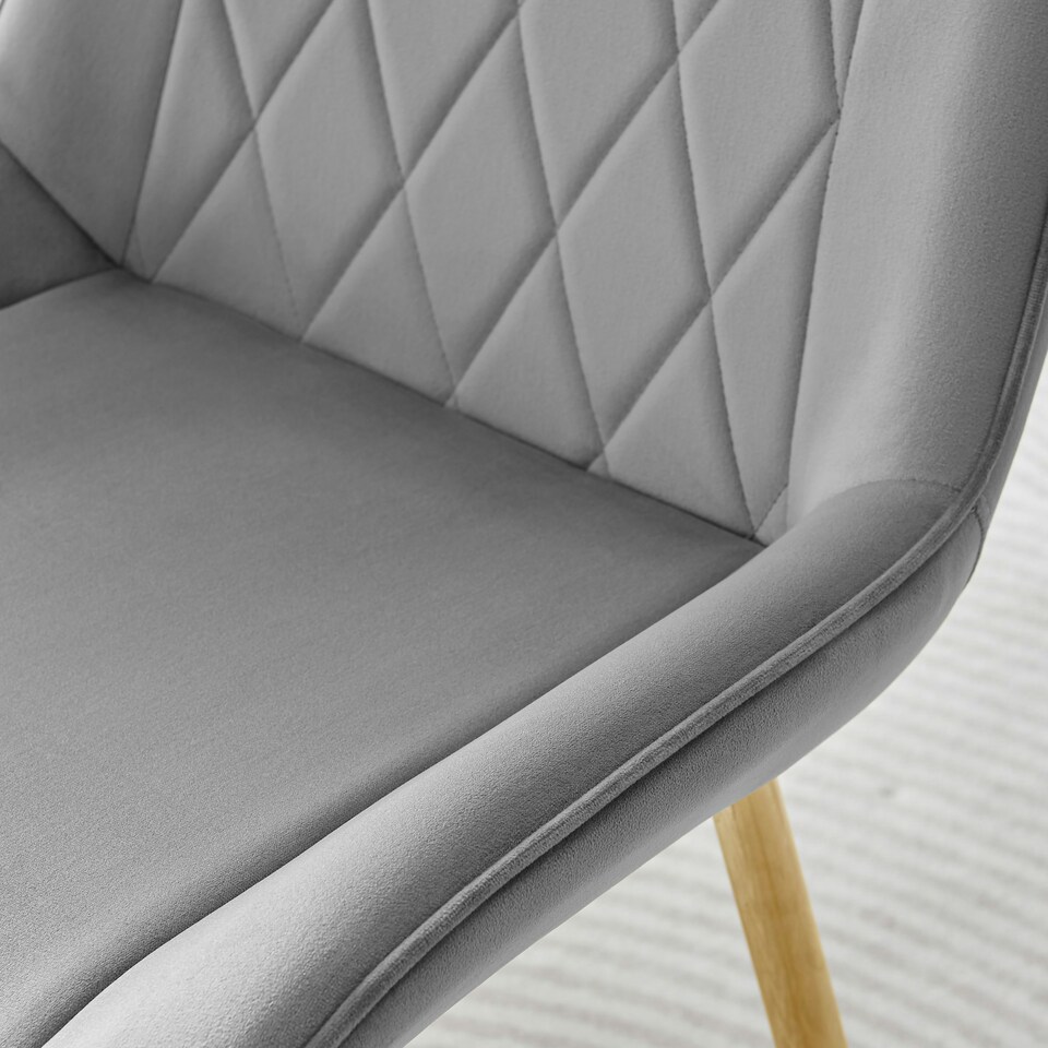 image 1 of Furniturebox 2x Pesaro Grey Velvet Gold Leg Luxury Dining Chairs