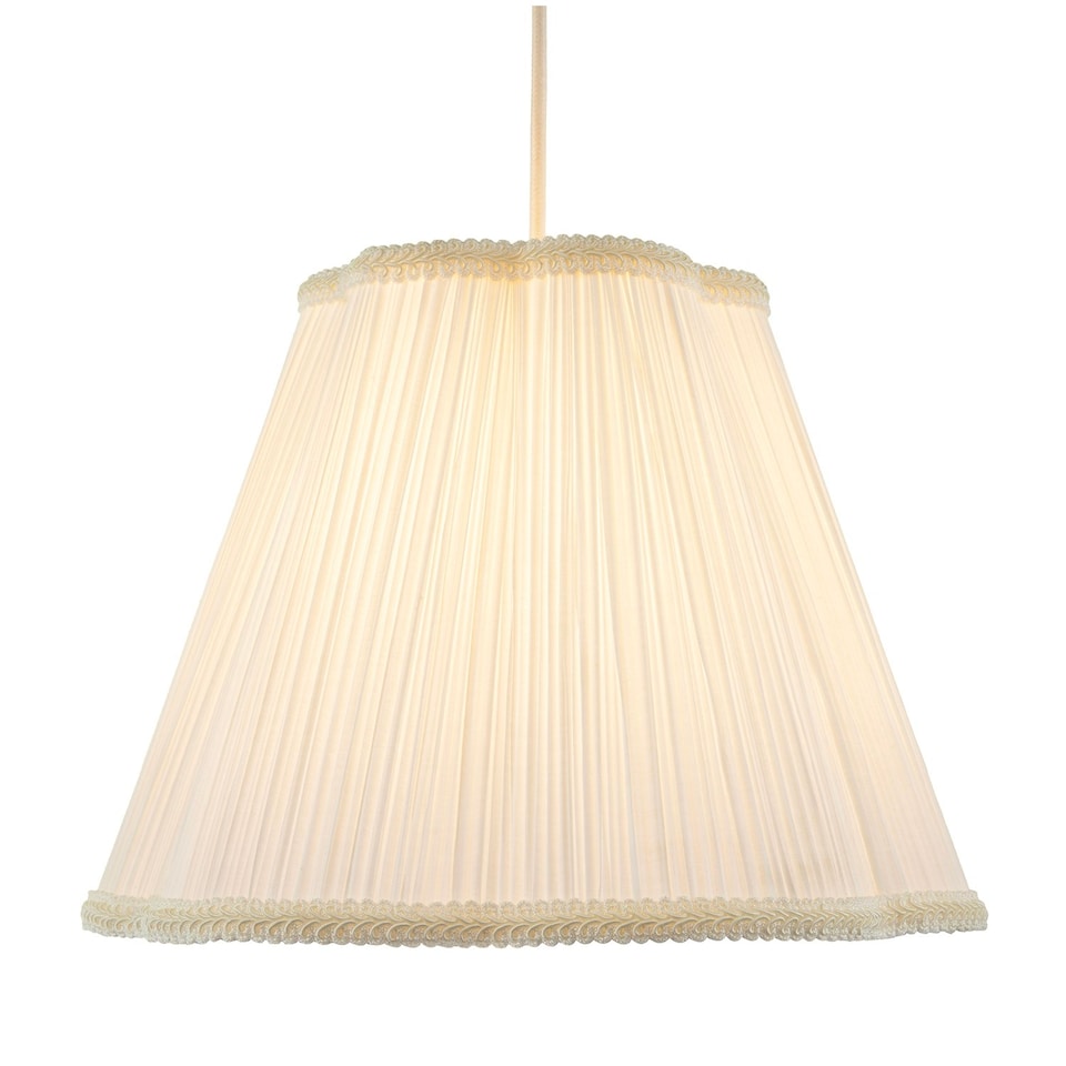 image 1 of White Victorian Pleated Faux Silk Lamp Shade with Embroidered Trims White