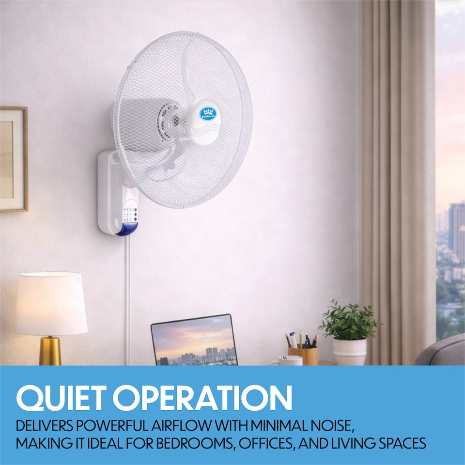 image 1 of Premier 18 inches Wall Fan with Remote 3 Speeds Oscillation 7.5hr Timer Adj. Head