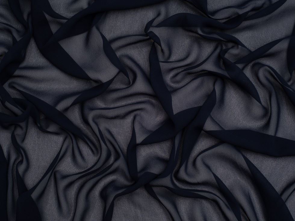 Minerva Core Range Navy Light Sheer Chiffon Fabric for Dressmaking, 110cm / 43" Wide - per metre