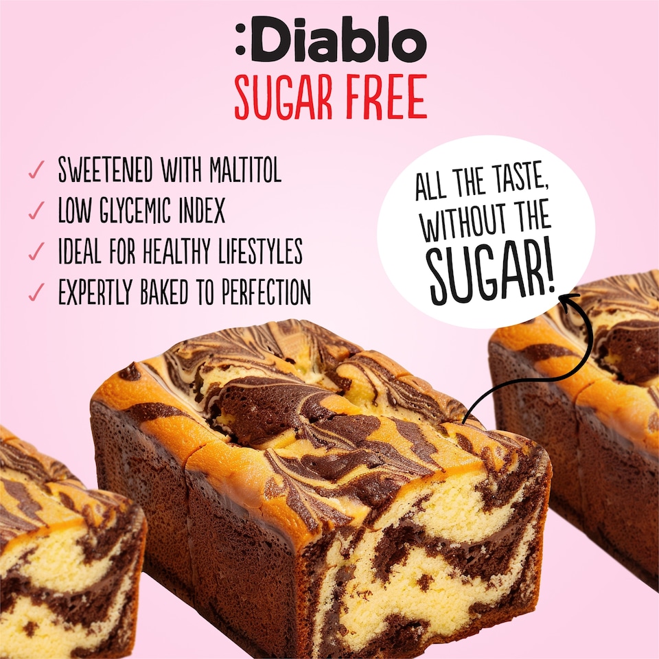 image 1 of Diablo Sugar Free Marble Cake 400g 3 Pack