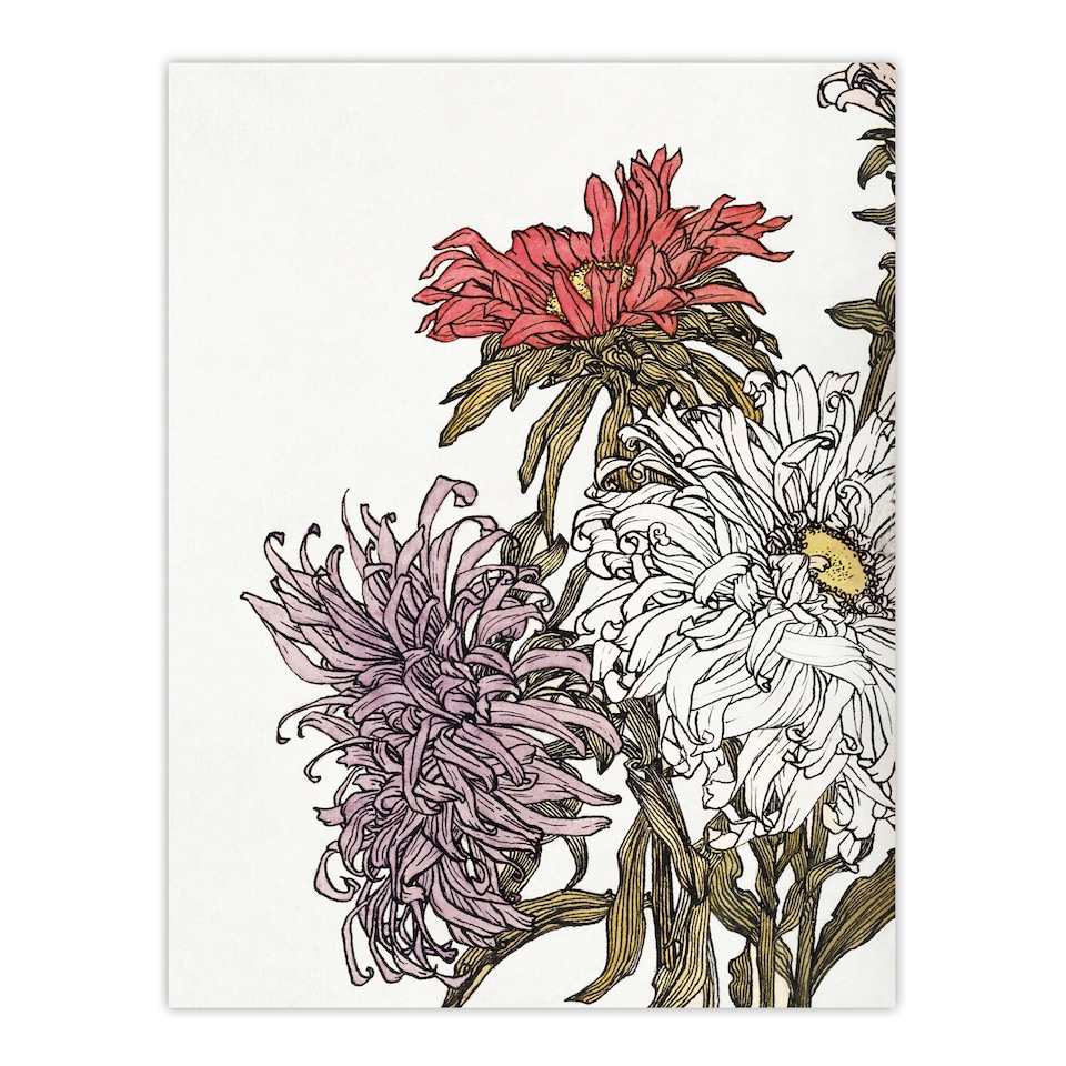 image 1 of Chrysanthemums Flower Painting Vintage Wall Art Print Graag 24x32"