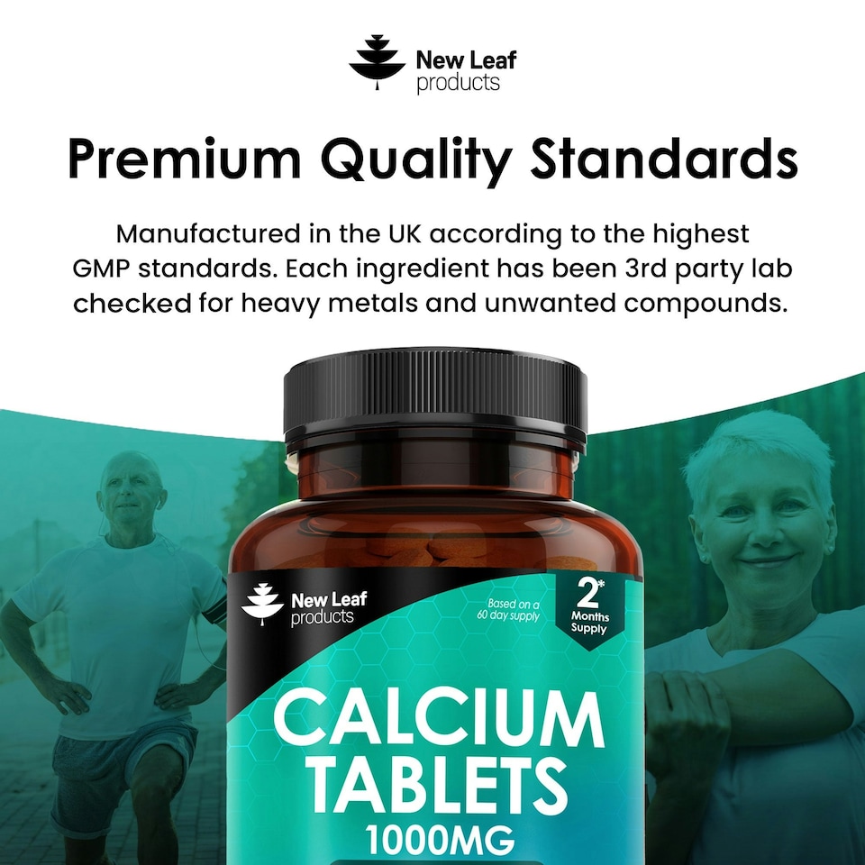 image 1 of Calcium Tablets With Vitamin D - Bones & Joints, and Immune Support - Vegan 120 Tablets