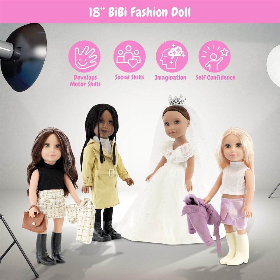 image 1 of BiBi Doll 18" Kiara Fashion Doll Toy With Movable Limbs
