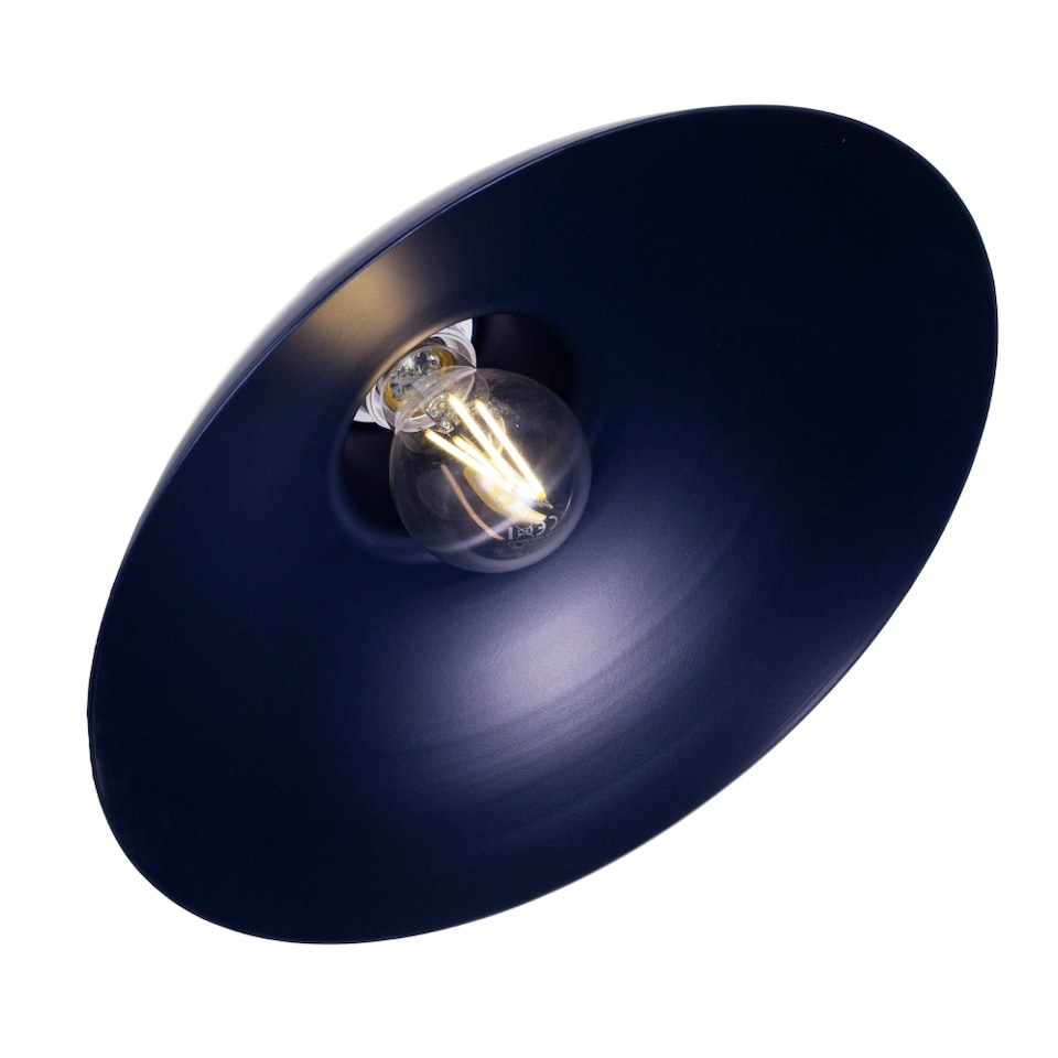 image 1 of Industrial Retro Designed Matt Midnight Blue Curved Metal Ceiling Pendant Shade | Blue