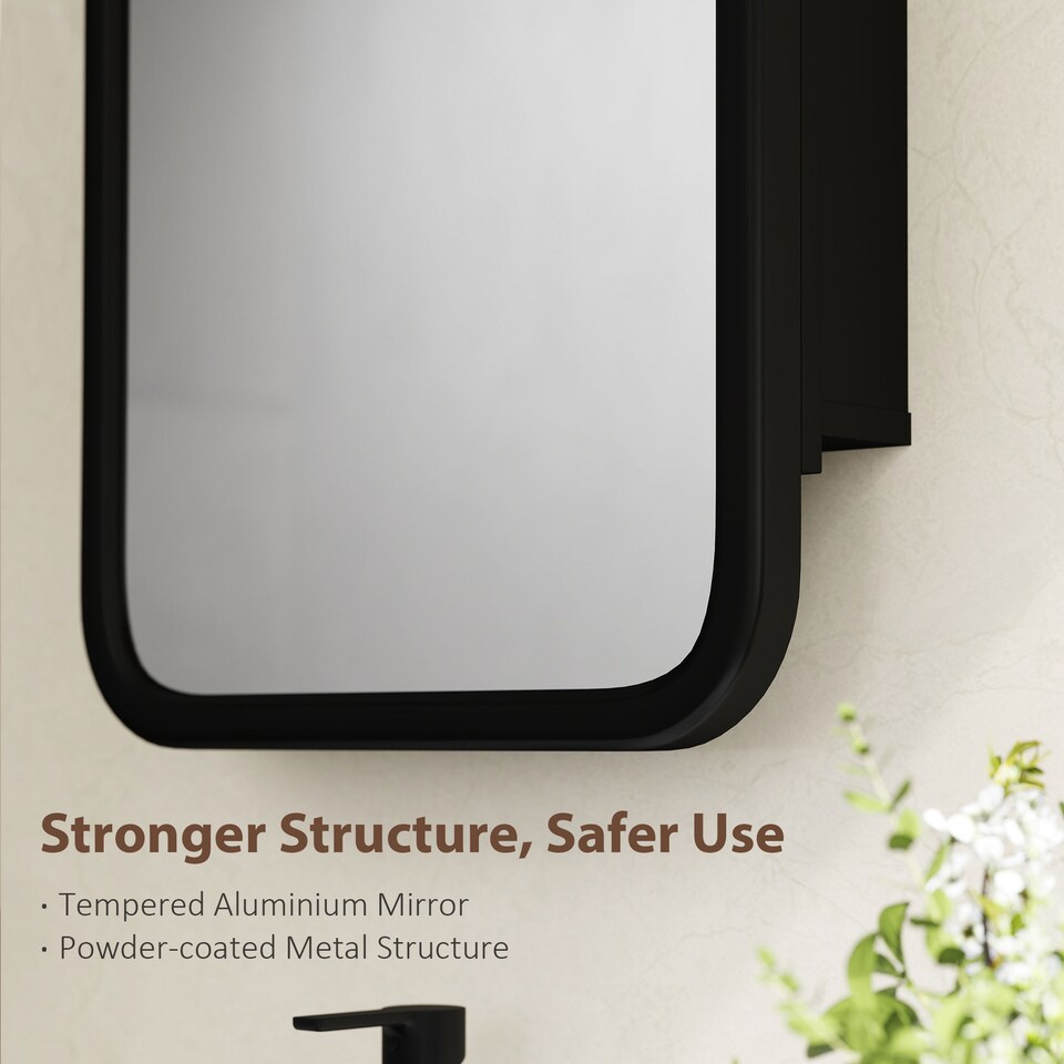 image 1 of HOMCOM Bathroom Wall Cabinet with Mirror Black | Black | Black | 50 x 12 x 76 cm