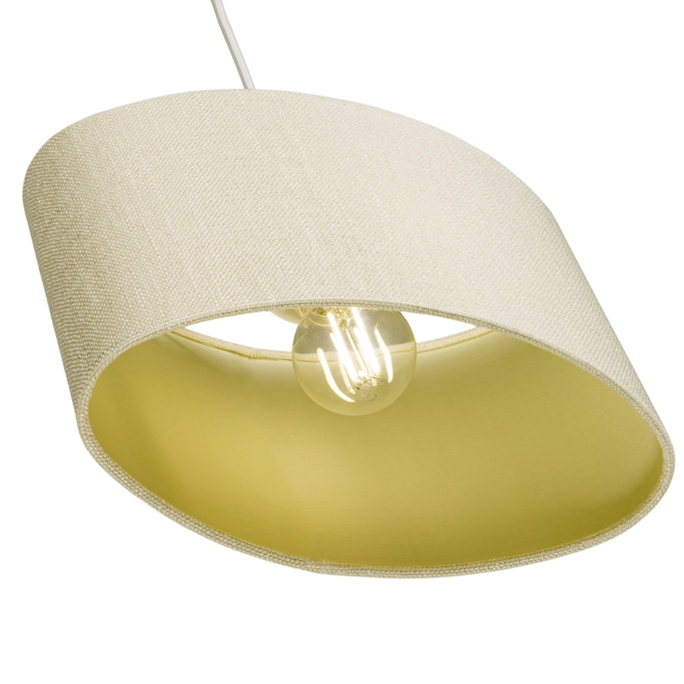 image 1 of Contemporary and Sleek Cream Linen Fabric Oval Lamp Shade 60w Maximum | Cream | 12"