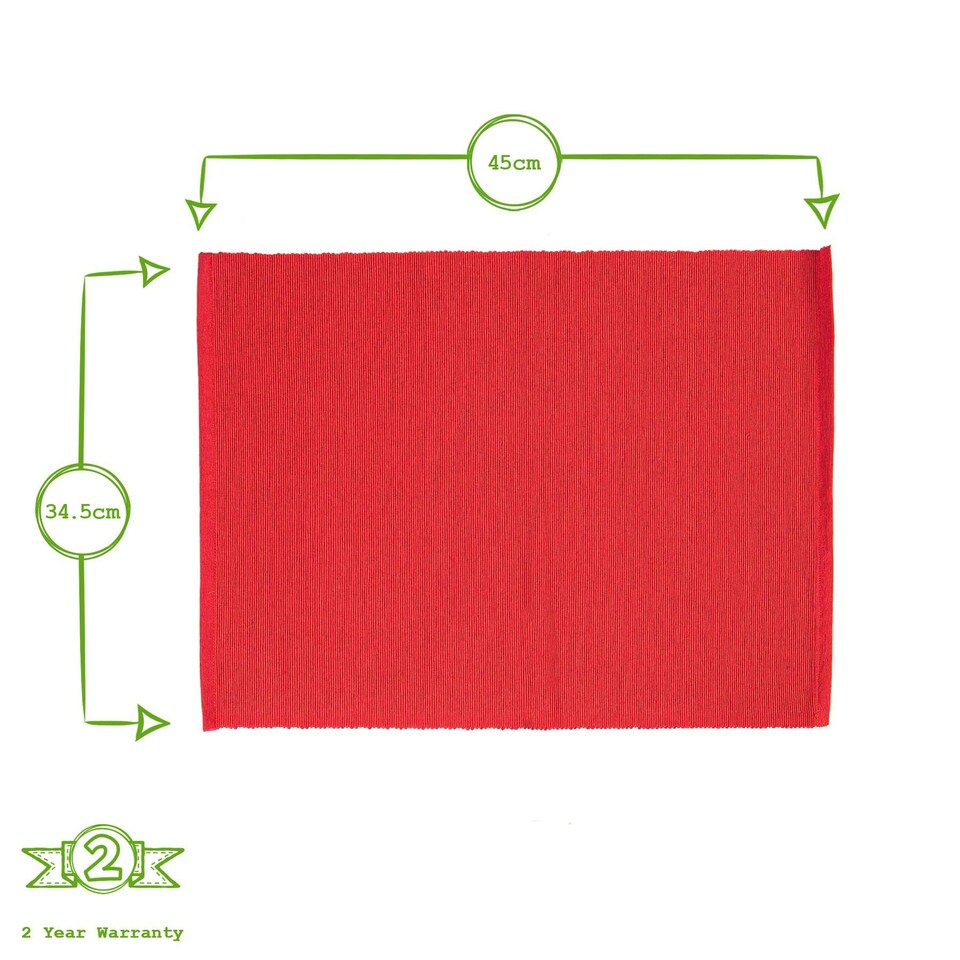 image 1 of Nicola Spring Cotton Fabric Placemats - Red - Pack of 6 Red