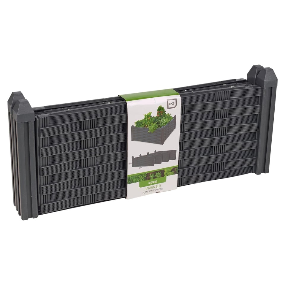image 1 of Raised Stackable Garden Bed Square Vegetable Herb Box Planter Boxe Trough Fence | Black | Black | Set of 2