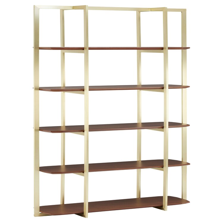 Modern Walnut Wood Shelf Unit,bookcase Shelving With Natural Walnut Grain,display Unit,wall Shelving Units Gold