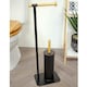 image 1 of Showerdrape Sonata Black & Bamboo Toilet Roll Holder & Toilet Brush Combination