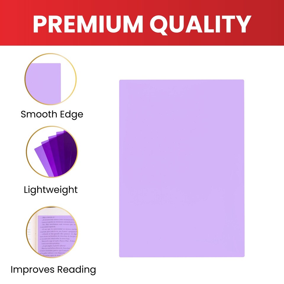 image 1 of Pack of 8 A5 Plain Blue Dyslexia Overlay Reading Sheets  - PET Material, Rounded Corners | Blue | Blue