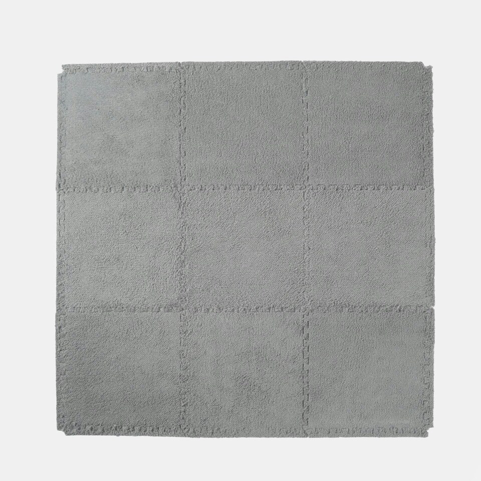 image 1 of OHS 36 Pack Teddy Fleece Interlocking Flooring Carpet Rug Tiles, 30x30cm - Grey
