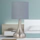 image 6 of Set of 2 Romana - Brushed Chrome Touch Operated Table Lamps Bedside Lights Grey Cotton Shade Silver | Grey