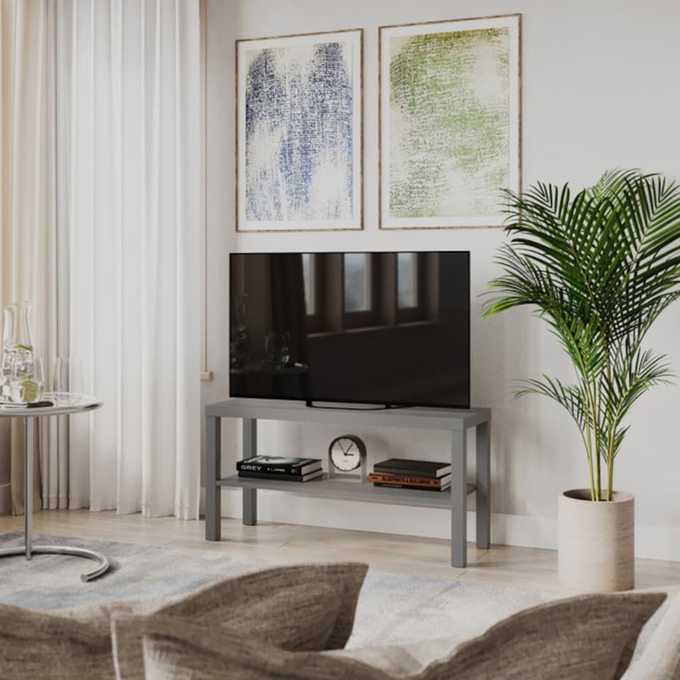 image 1 of URBNLIVING 2 Tier TV Bench Entertainment Media Stand 90cm | Multi | Grey | 1
