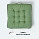 image 3 of Homescapes Forest Green Cotton Armchair Booster Cushion | Green